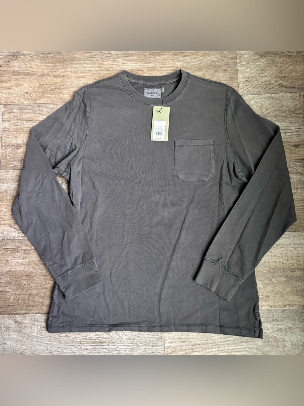 Goodfellow & Co Adult Unisex Cotton Long sleeve w/pocket Black wash size Large